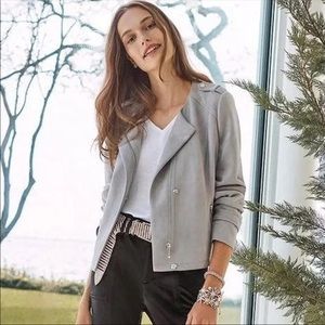 NWT WHBM gray suede moto jacket